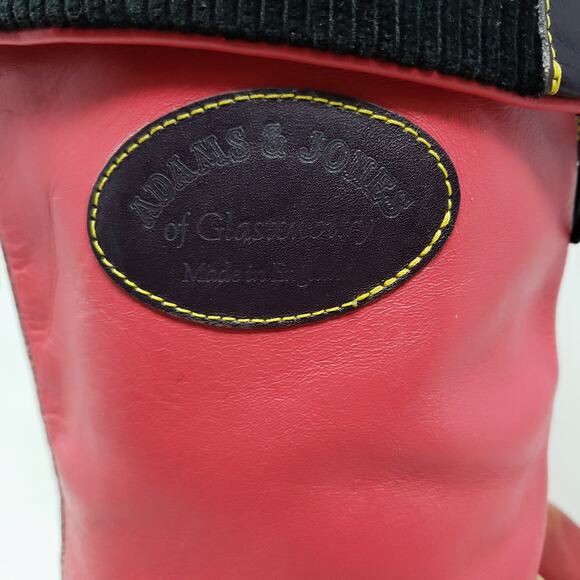 Vintage Leather Foldover Boots Pink Brown Tropical Beach  OOAK England Sz UK 6 - Picture 14 of 16